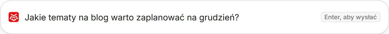 Okno szybkiego pytania z wpisanym pytaniem i podpowiedzią Enter, aby wysłać