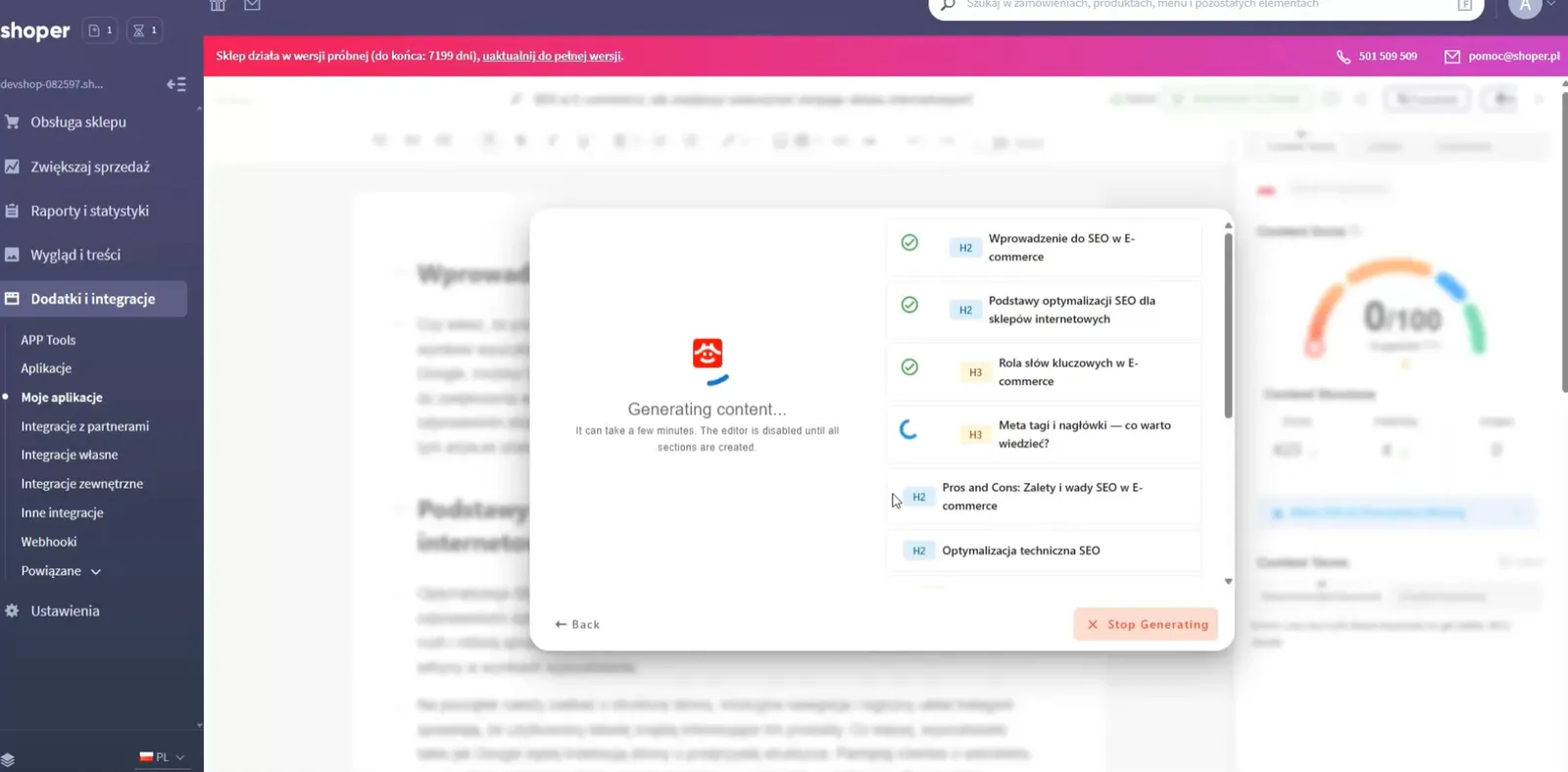 Sections de l’article en cours de rédaction, avec la progression de chaque intertitre